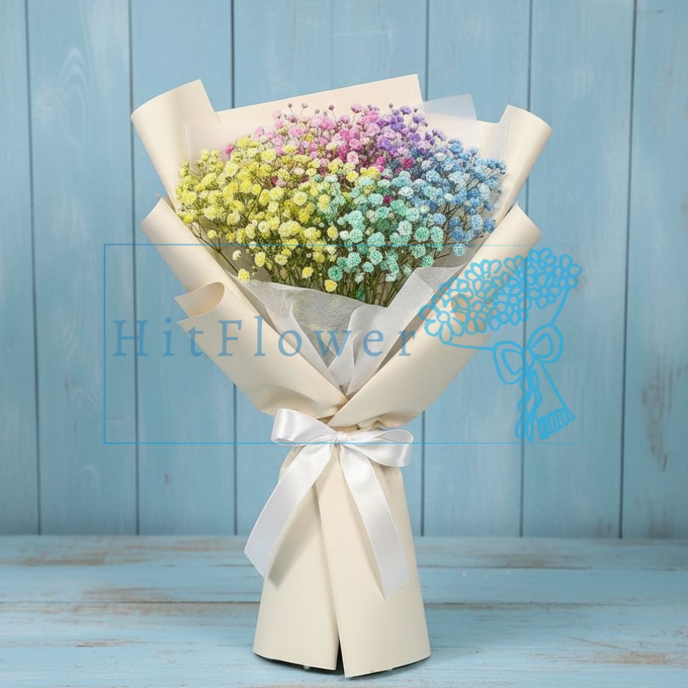 Букет цветов Радужные гипсофилы Букет цветов из: Гипсофила